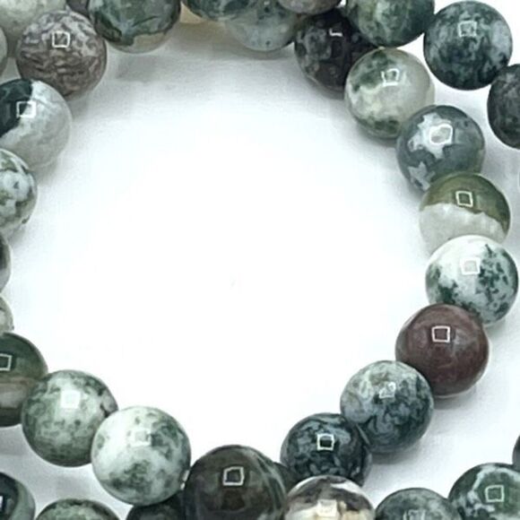 Moss Agate 8mm NEW stretch bracelet beaded bracelet 7” stretch crystal healing t - Picture 9 of 11